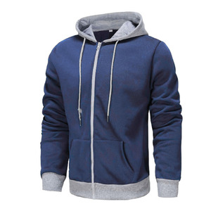 Men's Winter Solid Pullover Hoodie Sweatshirt Breathable Knitted Fabric Long Sleeve Custom Logo Printing Zipper <b>Design</b> Polyester - Product Image 2