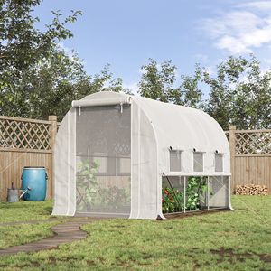 Invernadero tipo túnel de 10FT X 7FT X 7FT para exteriores, con cubierta de PE antidesgarro, puertas blancas con cremallera y ventanas de malla, para jardín o vivero. - Product Image 2