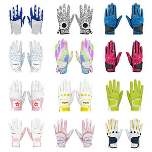 Golf <b>Glove</b> Right Hand Black White Genuine Leather Hook Loop Closure Non Slip Soft Grip Unisex Sports - Product Image 6