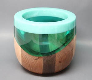 Tazón Artesanal de Resina Epoxi y Madera de Acacia, Libre de BPA, Ecológico, con Base de Madera Sólida, Diseño de Fusión de Resina para Interiores Modernos - Product Image 4