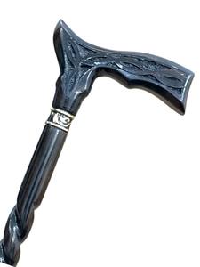 Canne de marche vintage de luxe à 3 sections, poignée en bois massif sculptée, bâton de randonnée réglable et pliable, embout en caoutchouc - Product Image 3