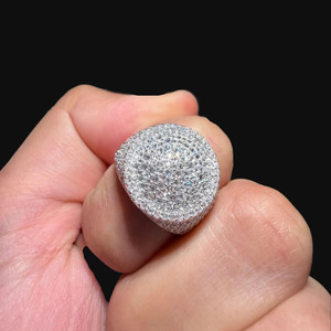 Moissanite Diamond Mens <b>Ring</b> Iced Out Upside Down <b>Set</b> 925 Sterling <b>Silver</b> Bustdown Signet <b>Ring</b> Hip Hop Bling Jewelry for Gifts - Product Image 1