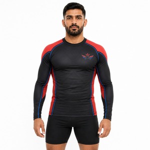 Tissu extensible léger, respirant, à séchage rapide, vêtements de performance athlétique, OEM, rashguard de fitness, t-shirt de compression MMA - Product Image 1