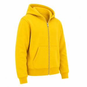 High Quality Men Zip Hoodie Full Zipper Fleece Hooded Sweatshirt Split Pouch Pocket Plain Solid Color Casual Custom Zip Hoodie - Product Image 3