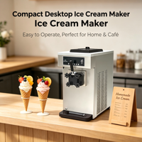 Commerciële 12L 18L zachte tafelmodel ijsmachine, 3 smaken, voor bevroren ijshoorntjes, met handmatige instelling voor yoghurt en melk