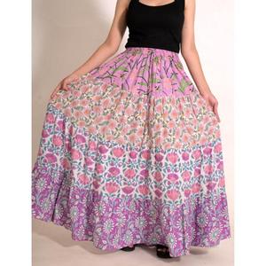 Boho Handmade Cotton Maxi <b>Skirt</b> Indian Printed <b>Patchwork</b> Long <b>Skirt</b> Women's Vacation Outfit - Product Image 1