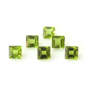 Natural Olive Green Peridot Princess <b>Square</b> Cut Loose Gemstone Calibrated Peridot Cut Stone Beads For Jewelry Making Wholesale - Product Image 4
