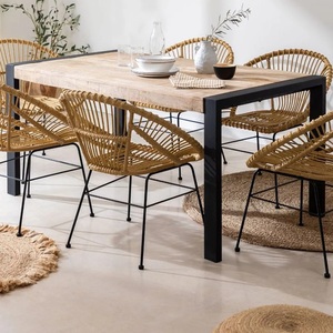 Mesa de Comedor Rectangular de Madera Vandana Hexa Sereno (160×90 cm) con Detalles Metálicos - Product Image 1