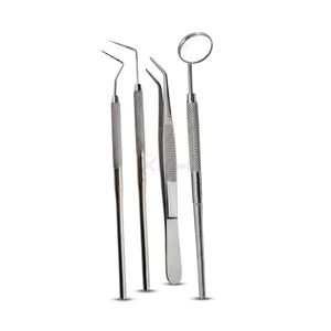 Ensemble d'instruments de diagnostic dentaire en acier inoxydable avec miroir buccal, sonde exploratrice et outils d'examen parodontal - Product Image 1