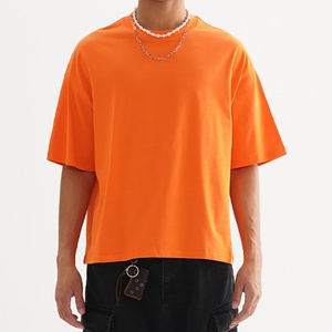 T-shirt pour homme personnalisé en coton 100% lourd 300g, imprimé en sérigraphie, col rond, style vintage, coupe ample et carrée - Product Image 2