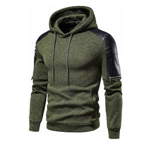 Ensemble de survêtement à capuche pour homme, style streetwear uni, vert, coton et polyester, pantalon de jogging décontracté avec cordon de serrage et poches latérales, vêtements d'hiver - Product Image 2