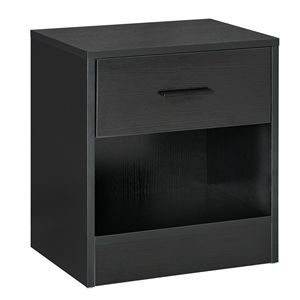 Comodino Moderno in Legno Nero con Cassetto Portaoggetti, Tavolino d'Appoggio per Soggiorno e Camera da Letto - Product Image 1
