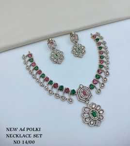 <b>Silver</b> Plated Brass Bridal Set <b>Choker</b> Necklace Drop Earrings Tikka Ethnic Zircon Trendy Wedding Engagement Anniversary Latest - Product Image 6