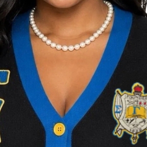เสื้อคาร์ดิแกน SGRHO สีดำสำหรับผู้หญิง ลายตัวอักษรกรีก ติดกระดุม เสื้อถักนิตติ้ง ชุดนักศึกษา แฟชั่นลำลองสำหรับวิทยาลัย เสื้อคาร์ดิแกนสั่งทำพิเศษ - Product Image 4
