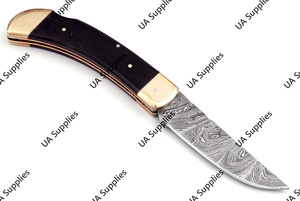 UA Supplies Industrial Grade Damascus Steel Blade Wood <b>Handle</b> Outdoor Folding Pocket <b>Knife</b> OEM Self Defense EDC Camping Survival - Product Image 3