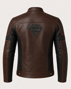 High Quality Custom Men's Genuine Leather Cafe <b>Racer</b> Motorcycle <b>Jacket</b> Windproof Flame-Retardant CE Protection Outdoor Fashion - Product Image 3