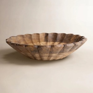ชามไม้ทำมือพร้อมลายขอบหอยเชลล์สำหรับเสิร์ฟอาหาร - Product Image 1