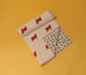 Edredón Reversible para Bebé, Hecho a Mano, con Relleno de Algodón Mul Premium, Atractivo Diseño Multicolor, Ideal para Decoración del Hogar - Product Image 5