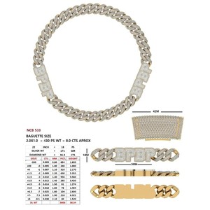 สร้อยคอแบบ Cuban Link พร้อมจี้ชื่อย่อ ประดับเพชรทรงบาแกตต์สังเคราะห์ 14k 18k ทองคำแท้ สไตล์ฮิปฮอปสุดหรู - Product Image 1