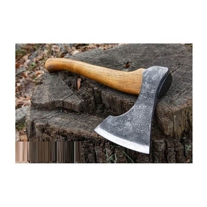 Hacha de doble hoja de acero con alto contenido de carbono y mango de madera industrial, multifuncional para exteriores, montaña, camping y supervivencia. - Product Image 1