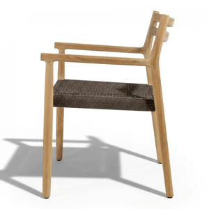 Silla de Comedor Moderna Escandinava de Madera de Teca Sólida con Asiento de Cuerda Tejida a Mano, Sillón para Jardín, Patio, Interior, Muebles de Restaurante - Product Image 6