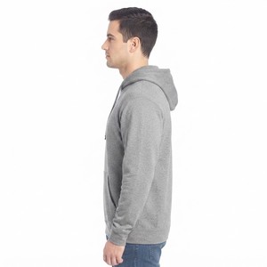 Sudadera con Capucha de Forro Polar Gris para Hombre, Corte Regular, Estilo Vintage Lavado, Color Sólido Informal, Manga Larga, Ropa de Invierno - Product Image 3