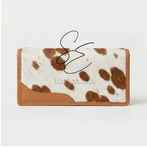 Durable Hair-On-Hide Leather Long Wallet for Women Vintage Cowgirl Genuine Leather Wallets with Snap Button Closure - Product Image 3