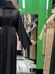 High Quality Modest Dubai Beaded Sequined <b>Long</b> Sleeve Abaya Muslim Traditional Handmade Wedding Women Breathable V Neck - Product Image 3