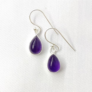 Minimalist 2.3 Grams Amethyst Gemstone <b>Drop</b> <b>Earrings</b> 925 Sterling <b>Silver</b> Wedding & Party Great Gift Idea - Product Image 3