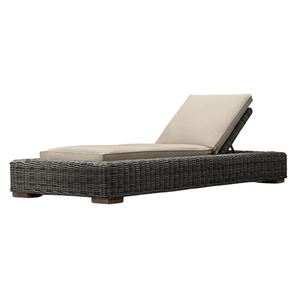 Chaise longue ergonomique d'extérieur avec dossier réglable en teck et rotin tressé, coussin durable, idéale pour l'ameublement extérieur des hôtels - Product Image 1