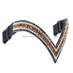 Cadena de Cristales Personalizada de 5 Filas, Banda Frontal para Caballo de Cuero con Forma de V, con Cierre de Botón a Presión, Todas las Tallas - Product Image 2