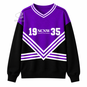 NCNW เสื้อสเวตเตอร์คอกลมผ้าฝ้ายปักลายสีม่วงและสีขาวสำหรับผู้หญิง เสื้อผ้าสำหรับพี่น้องในกลุ่มเพื่อนร่วมชั้น - Product Image 1