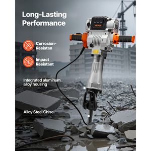 Martillo Demoledor Eléctrico Potente de 2100 W, 1650 BPM, con 2 Puntas y 2 Cinceles Planos para Demolición - Product Image 5