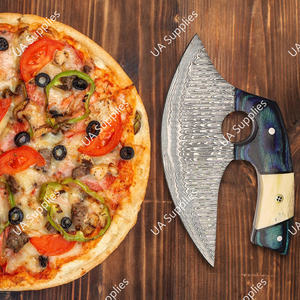 Cuchillos Ulu al por mayor, de acero de Damasco, hoja multiusos, ambidiestros, con funda de cuero, uso duradero, personalizables - Product Image 3