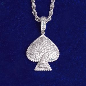 Colgante de Diamante Cultivado en Laboratorio Incoloro Estilo Rapero, Colgante Unisex con Diseño de As de Espadas, Colgante Hip Hop de Plata de Ley 925 - Product Image 4