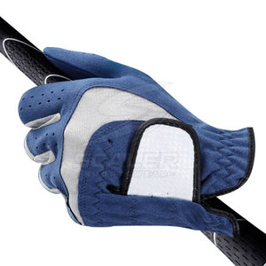 Gants de golf DARIB IMPEX GEF024011 bleus, en cuir de chèvre respirant, à doigts entiers, avec fermeture à tirette, unisexe, impression en relief - Product Image 5