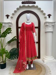 TENNECY Launching New Design Foux Georgette Floor-Length Casual Wedding Gown Pent Dupatta Ready Wear <b>Women's</b> <b>Kurta</b> Set Recycled - Product Image 5