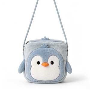 Bolso de peluche personalizado con diseño de pingüino, suave, con cremallera y asa, para niños, unisex. - Product Image 2