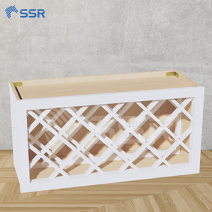 Armoire murale extérieure en bois SSR, design rectangulaire blanc à treillis, moderne et écologique - Product Image 1