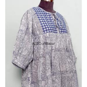 Vestido Mini 100% Algodón con Estampado de Bloques, Estilo Bohemio Casual, Sexy y Lujoso, Estilo Boho Simple, Maxi para Todas las Temporadas: Primavera, Verano, Otoño - Product Image 4