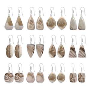 Pendientes de Piedra de Flint Natural al por Mayor, Joyería de Lujo de Latón Plateado para Ella, Pendientes Minimalistas con Gancho de Piedras Preciosas - Product Image 1