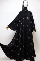 Mütevazı Kadınlar İçin Siyah Abaya, Düz Renk, Hafif, Nefes Alabilen, Dört Yönlü Esneyen, Kırışmaz, Uzun Kollu, Midi Boy, Namazlık Elbise