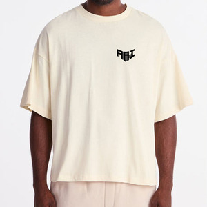 T-shirt en coton uni surdimensionné pour homme, col rond, épaules tombantes, style streetwear décontracté, marque privée, fournisseur OEM ODM personnalisé - Product Image 1