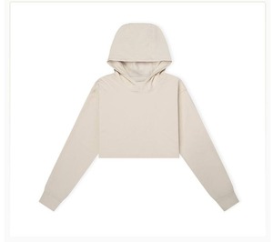 Sudadera Corta con Capucha para Mujer, Color Sólido, Tejido de Algodón, Manga Regular, Corta, Informal, para Otoño, Transpirable - Product Image 2