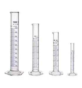 Cylindre de mesure de précision en verre borosilicate de 50 ml avec base hexagonale DIN EN ISO 4788 Graduation de 1 ml Ligne bleue - Product Image 2