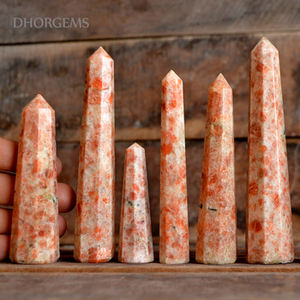 แท่งหินซันสโตนทรงโอเบลิสก์ หินบำบัด หินประดับตกแต่ง ขัดเงาอย่างดี แท่งหินอ่อน - Product Image 4