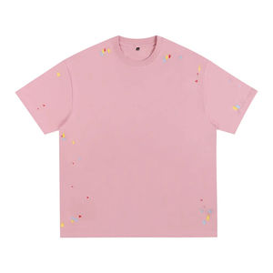 Men's <b>Tie</b>-Dye Short Sleeve T-Shirt O-Neck <b>Knitted</b> Fabric Regular Fit Casual Style Pink White Pattern - Product Image 1