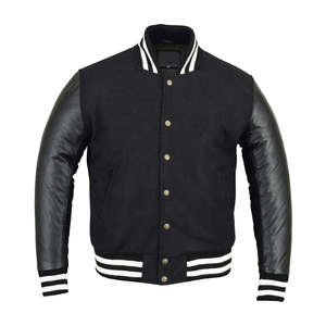 Blouson universitaire personnalisé pour homme, col montant, logo frontal, en laine écologique, vente en gros OEM, best-seller hiver - Product Image 3