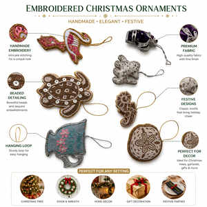Handmade Embroidered Christmas Ornaments Beaded Fabric Hanging <b>Tree</b> Decorations for Holiday Home Party Decor - Product Image 6