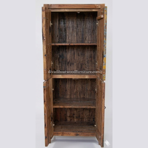 Handcrafted Recycled Boat Wood <b>Wardrobe</b> Interior <b>Racks</b> Unique Vintage Coastal Style Tall Solid Wood 4 ft Multifunction Storage - Product Image 3